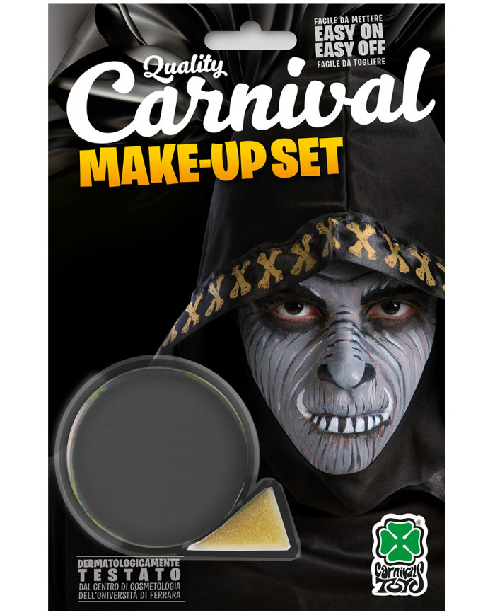 Grey face paint in jar of gr.1 oil-based, non-toxic and easy to