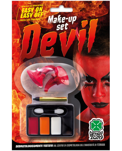 Devil set consisting of horns and makeup with face paint in 4