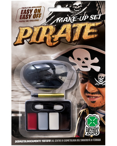 Pirate set consisting of eyepatch and makeup with face paint in