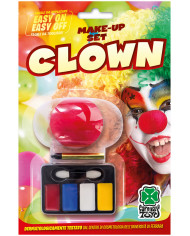 Set trucco da clown composto da naso rosso da pagliaccio e da