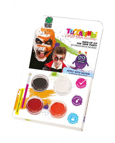 Professional water make-up consisting of a brush and four jars
