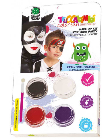 Professional water make-up consisting of a brush and four jars