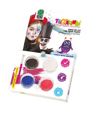 Professional water make-up consisting of a brush and four jars