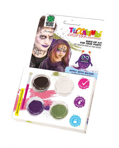 Professional water make-up consisting of a brush and four jars