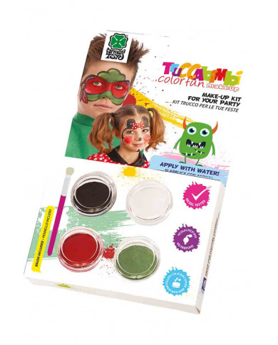 Professional water make-up consisting of a brush and four jars