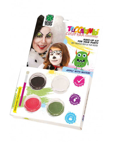 Professional water make-up consisting of a brush and four jars