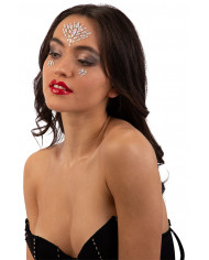 Adhesive face decorations composed of crystals that glow in the