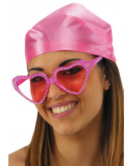 Gafas corazón rosa sobre cartoncillo