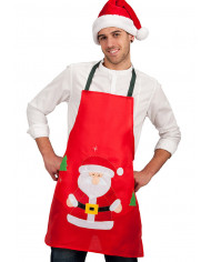 Delantal navideño unisex de tela con adornos en bolsa con solapa de