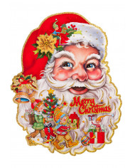 Affiche Père Noël en papier en relief avec poudre de paillettes