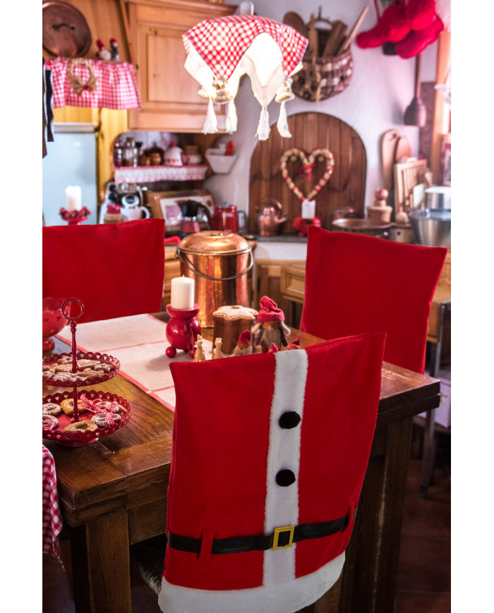 Red cover chair decorated as Santa's jacket, for a warm and