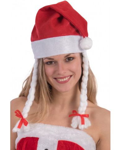 Santa's hat with plaits, a fun accessory to celebrate in Santa's hat with plaits, a fun accessory to celebrate in