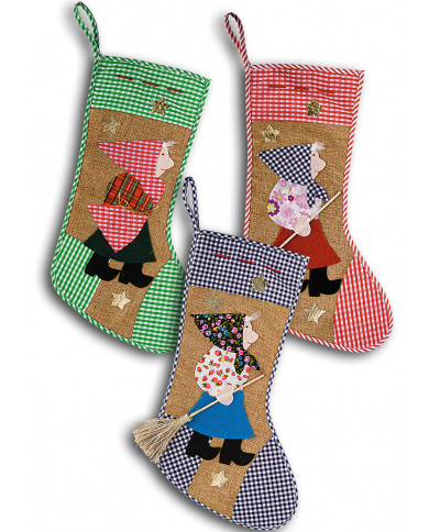 Bas Befana en jute, longueur 46 cm environ modèles assortis avec Bas Befana en jute, longueur 46 cm environ modèles assortis avec