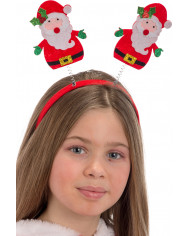 Headband with spring antennas from which two nice Santas are
