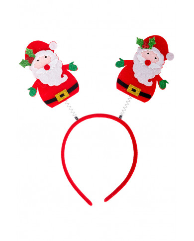 Headband with spring antennas from which two nice Santas are