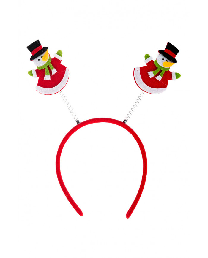 Headband with spring antennas from which two nice snowmen are