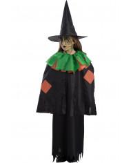 Black cape for kid with fringes and green/orange collar in