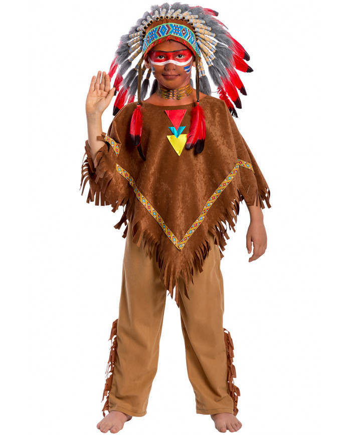 Alle Flere Jeg klager Indianer-Poncho aus Velours L. ca. 66 cm in Beutel mit Haken