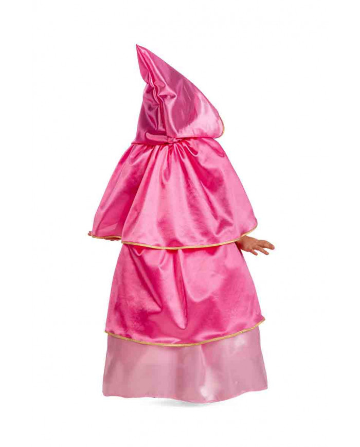 Satin pink princess cape with hood for kid, length cm.65. Ideal