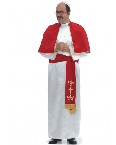 Costume da Papa per uomo. Composto da tunica bianca con Costume da Papa per uomo. Composto da tunica bianca con