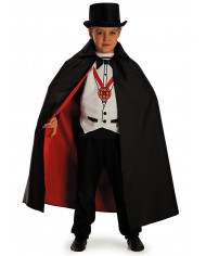 Black/Red taffettas double-face cape for kid with printed Black/Red taffettas double-face cape for kid with printed
