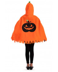 Orange felt cape with hood and black pumpkin print for Orange felt cape with hood and black pumpkin print for