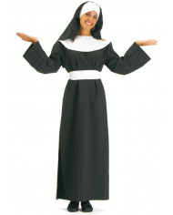 Nun costume with fabric dress and headpiece.
