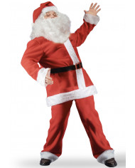 Costume da Babbo Natale in pile rosso bordato di bianco. Taglia