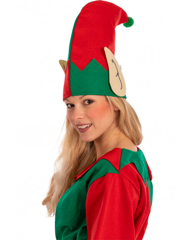 Elf costume for woman composed of felt dress, headpiece