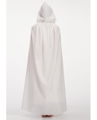 White taffetas double-face cape with hood, length cm.14.