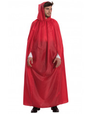 Red taffetas cape with front part and hood, lateral holes for Red taffetas cape with front part and hood, lateral holes for