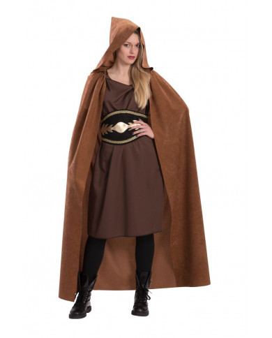 Brown velvet cape with hood, length cm.14.