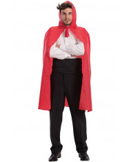 Taffettas red cape woth hood, one size, length cm.1 .