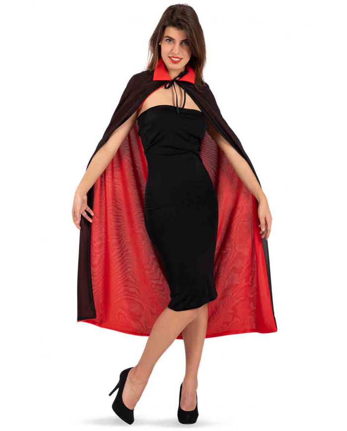 Jersey double-face black/red cape with collar. Length cm.120.