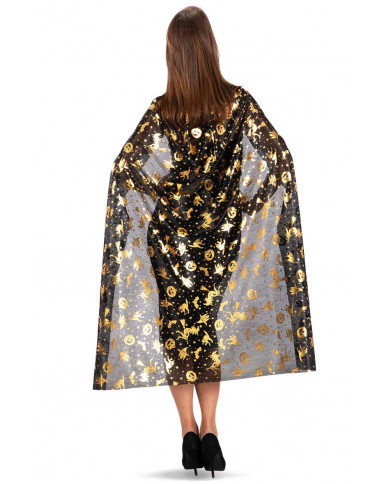 Black jersey cape with gold prints, ideal to compliment a Black jersey cape with gold prints, ideal to compliment a