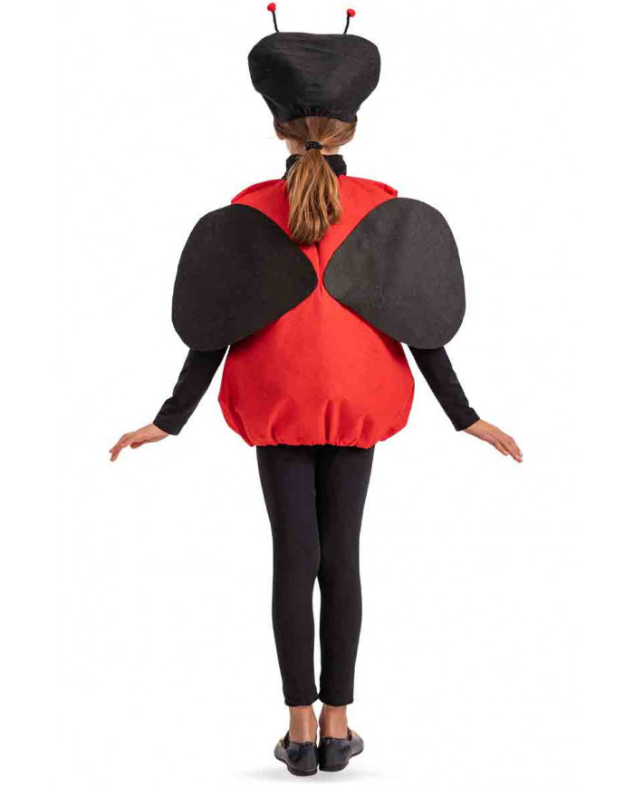 Costume in panno da coccinella di color rosso con punti neri