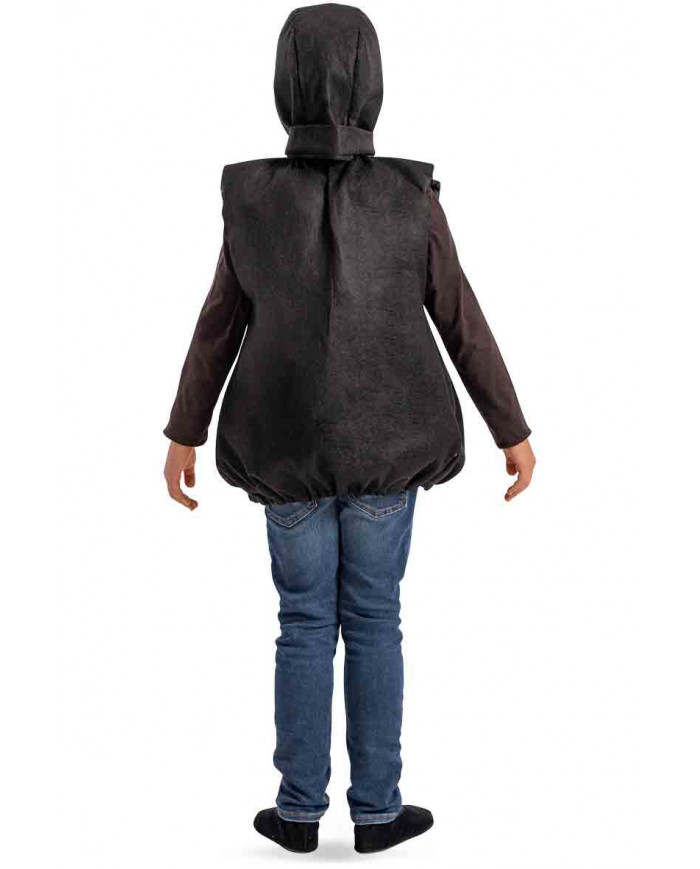 Costume in panno da pinguino bianco e nero con papillon rosso e