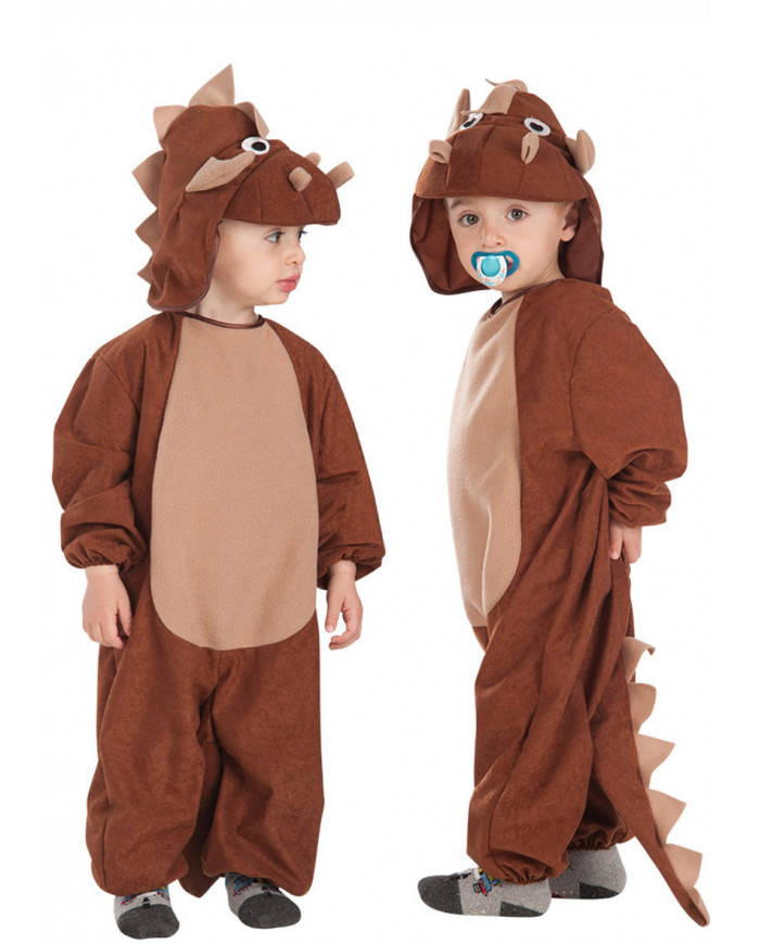Triceratopos costume for kid with pile jumpsuit with hood, size