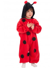 Ladybug costume for kid with pile jumpsuit and hood, size II.