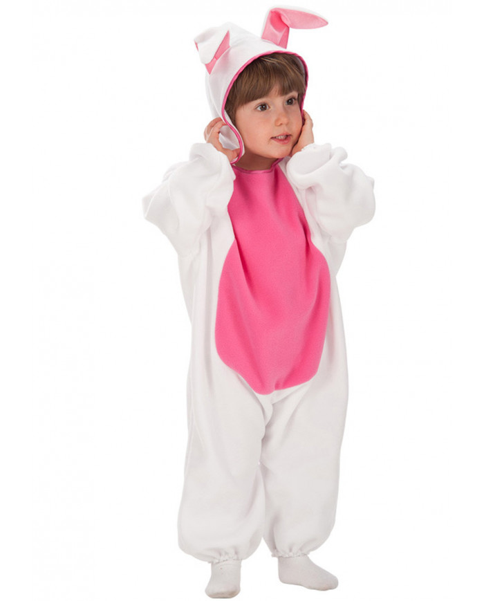 Rubbit costume for kid with pile jumpsuit and hood, size II.