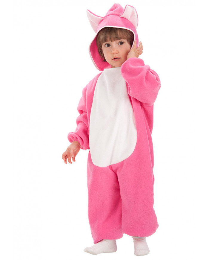 Cat costume for kid with pile jumpsuit and hood, size II.