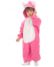 Cat costume for kid with pile jumpsuit and hood, size II.