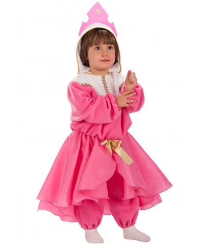 Princess costume for kid with pile jumpsuit, skirt and hood