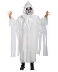 Ghost costume consisting of tunic in taffetas with hood in one