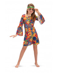 70s Girl costume for kid composed of stretch fabric dress in