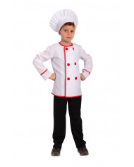 Chef costume for kid with jacket and hat, one size IV-VI.