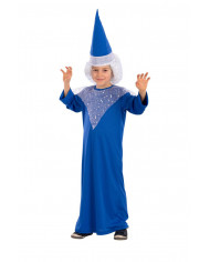 Magician costume for kid with stretch fabric tunic and hat, one