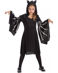 Bat costume for children composed of printed stretchy dress