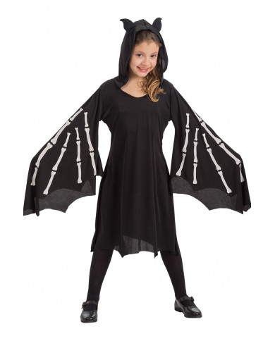 Bat costume for children composed of printed stretchy dress