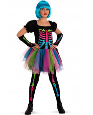 Multicolor skeleton costume for kid with stretchy fabric dress Multicolor skeleton costume for kid with stretchy fabric dress